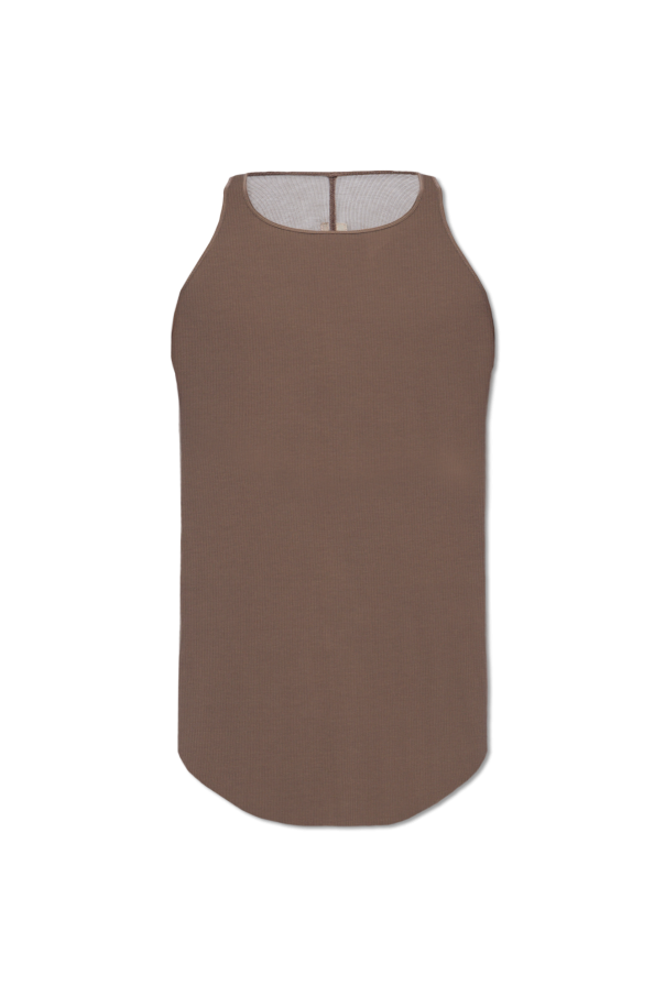 22FW Rick Owens BASIC RIB TANK PEARL シルク Rick Owens Top Basic